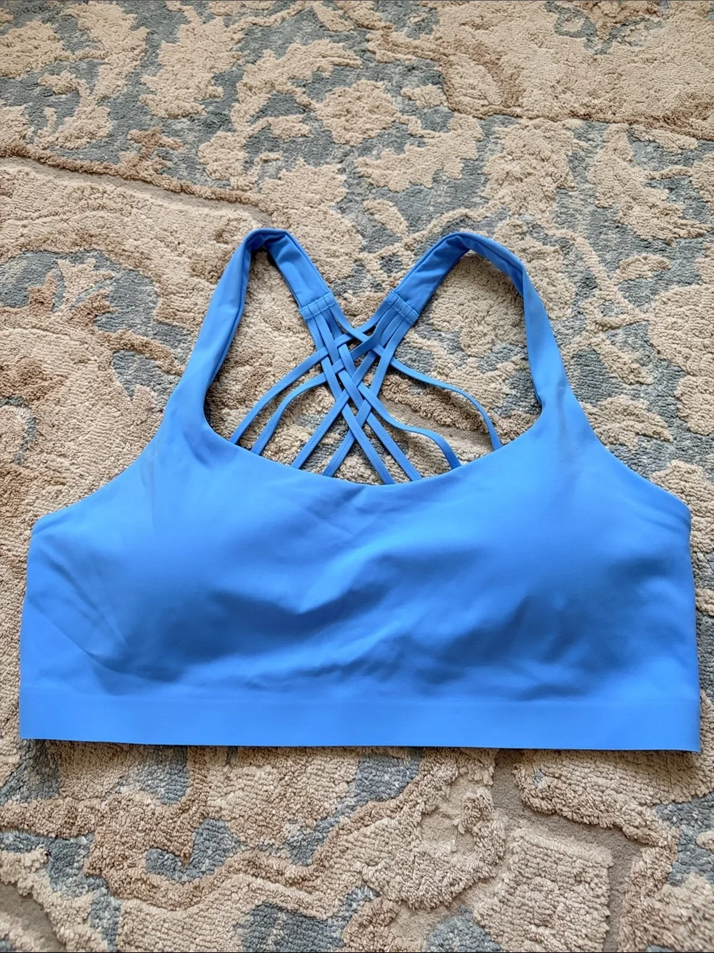 lululemon athletica Strappy Back Sport Bra in Bright Blue